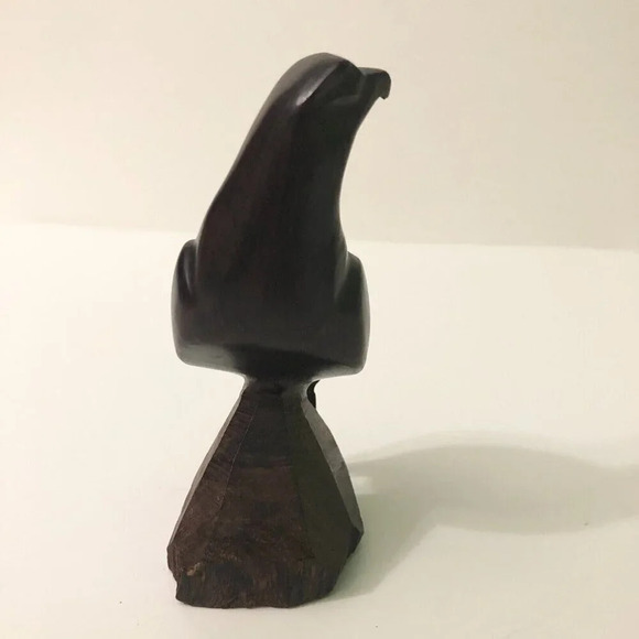 Vintage Hand Carved  Eagle Bird Hawk Wooden Statue 5.5 Inch Tall - Picture 4 of 14